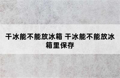 干冰能不能放冰箱 干冰能不能放冰箱里保存